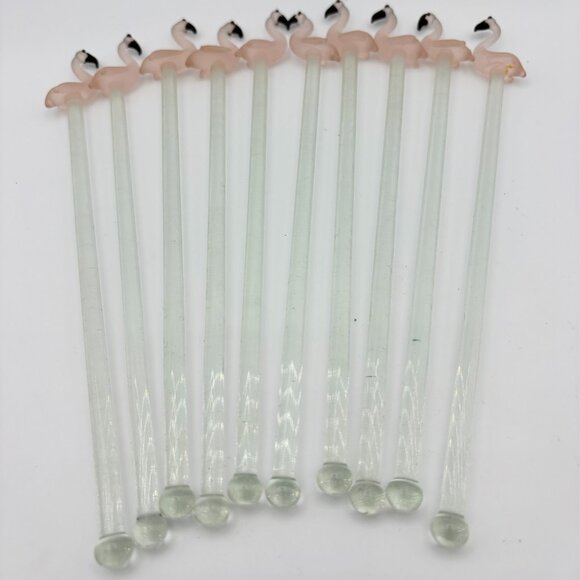 Vintage Blown Glass Swizzle Sticks Tropical Theme Collection Barware MCM RARE - Picture 3 of 13
